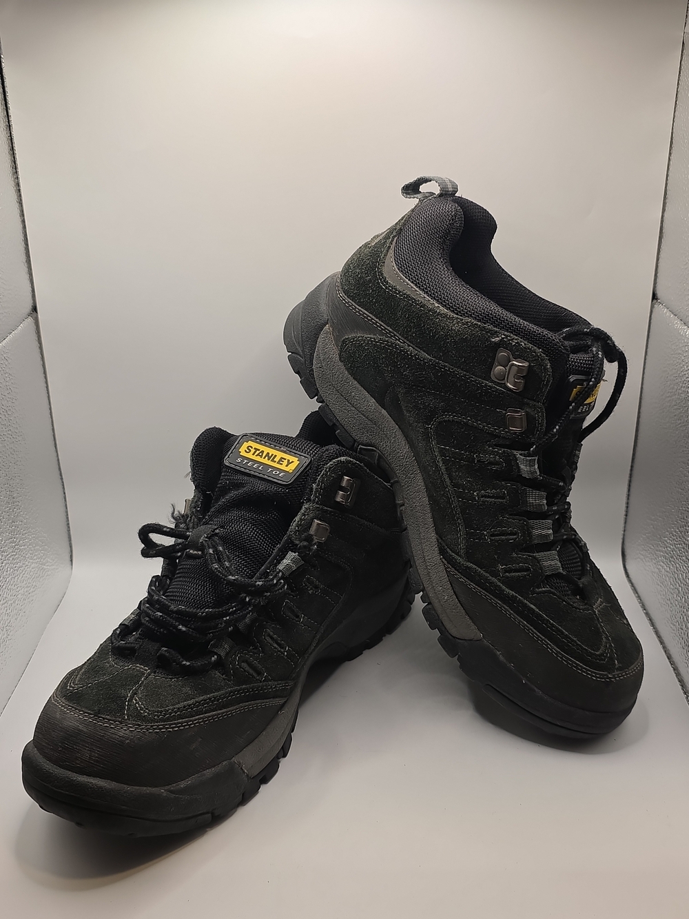 Mens Stanley Steel Toe Black & Grey Suede 6" Ankle Boots Size 10.5